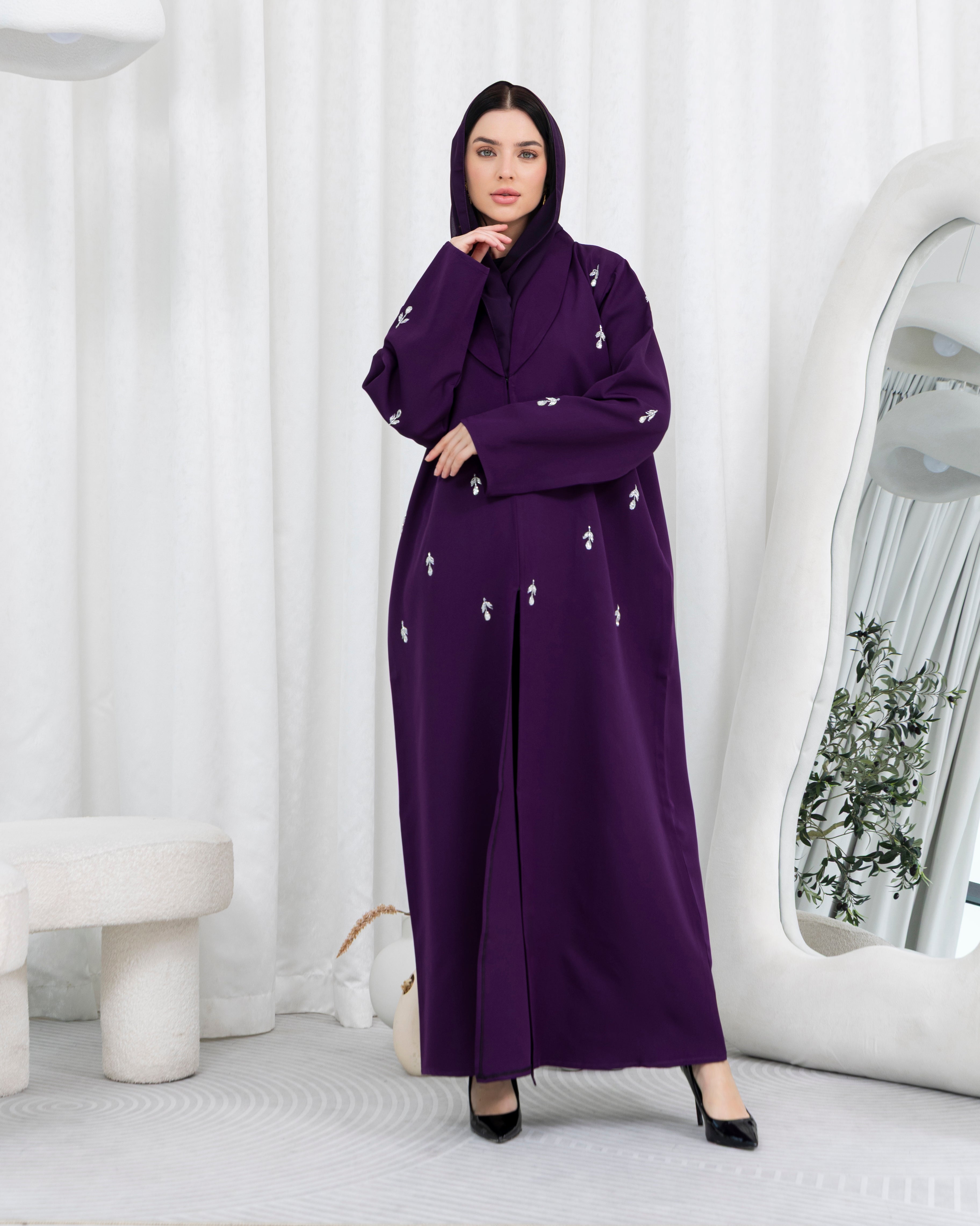 Deep Purple Embellished Abaya