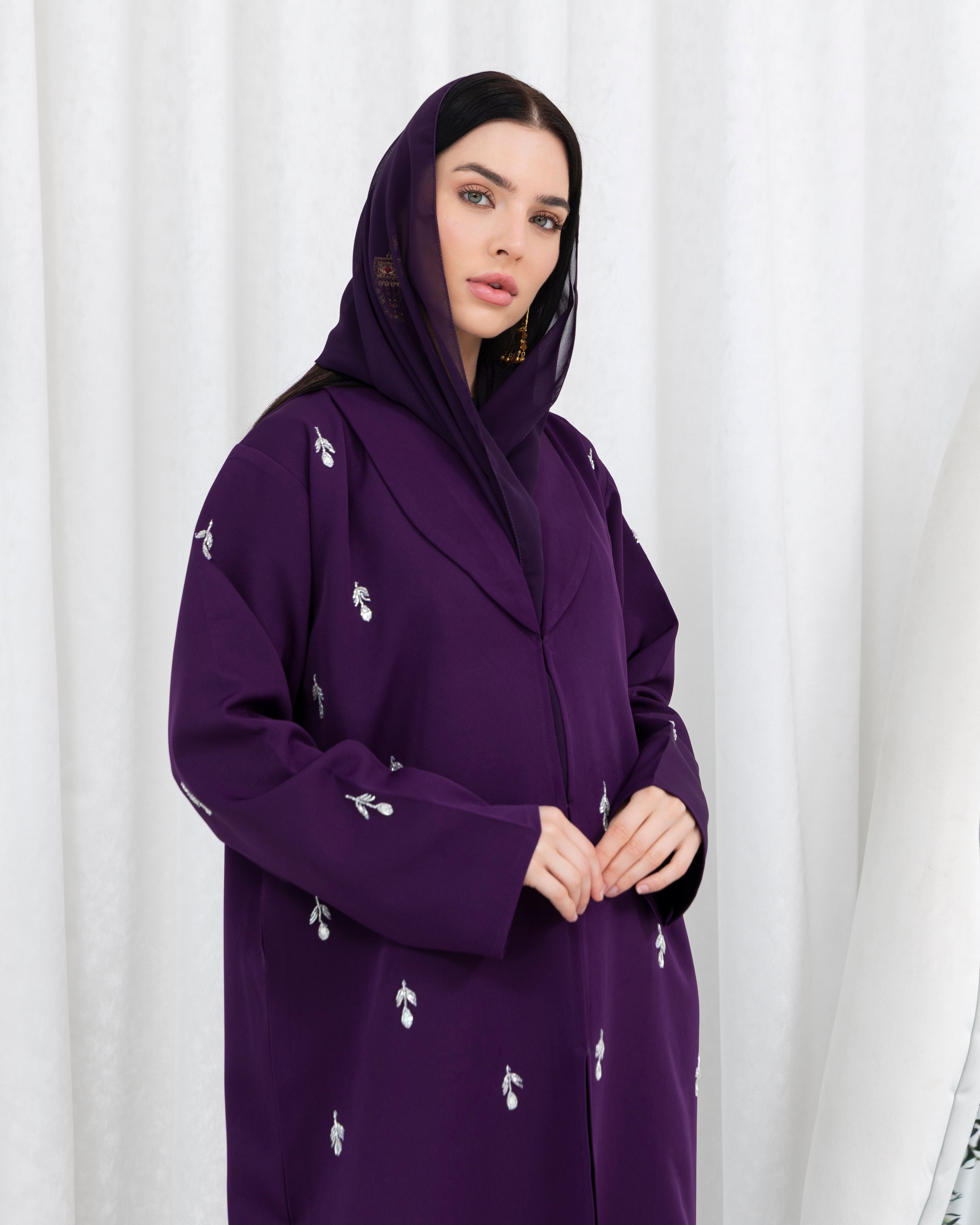 Deep Purple Embellished Abaya